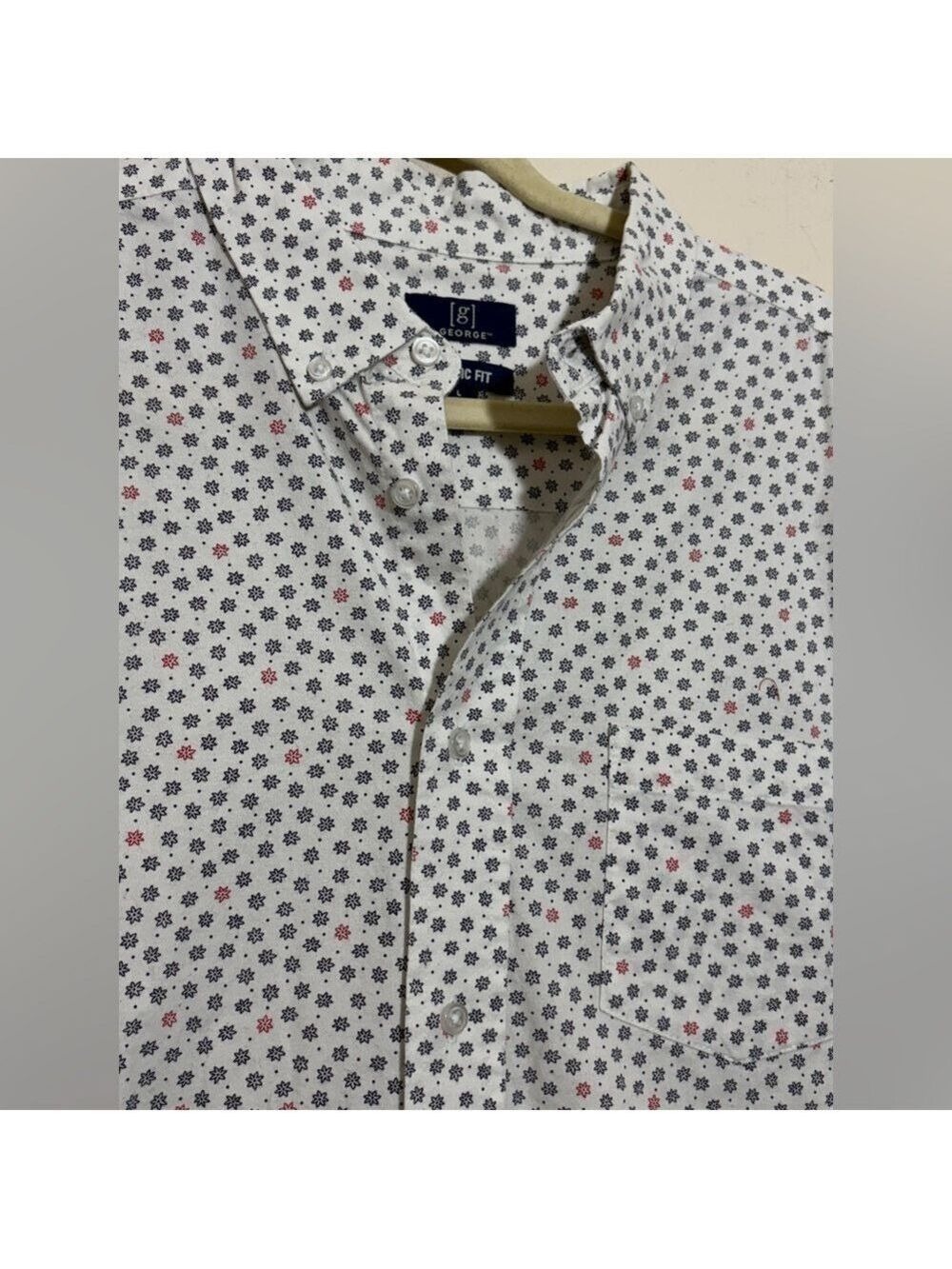 George Men’s Classic Fit Short Sleeve Button Down Size L - Picture 3 of 6